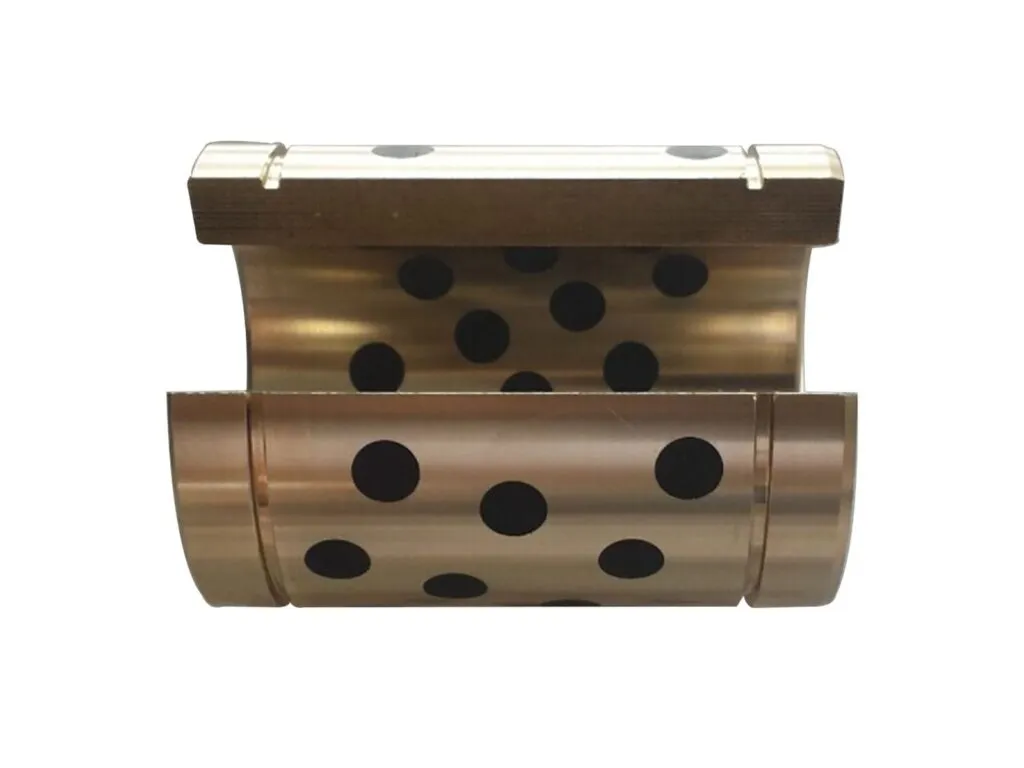 Bạc đồng graphite tự bôi trơn: Bạc đồng chấm graphite cắt nửa, thấy mặt trong