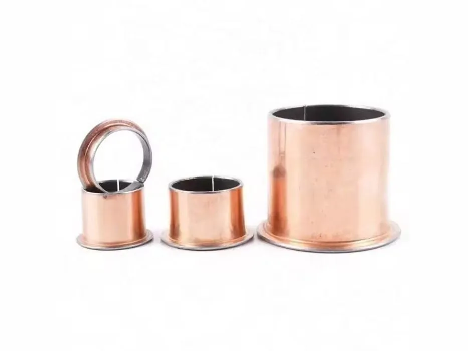 Bạc lót composite lưng thép: Ba chiếc bạc lót lưng đồng khác cỡ, có chiếc có vai bích nhỏ