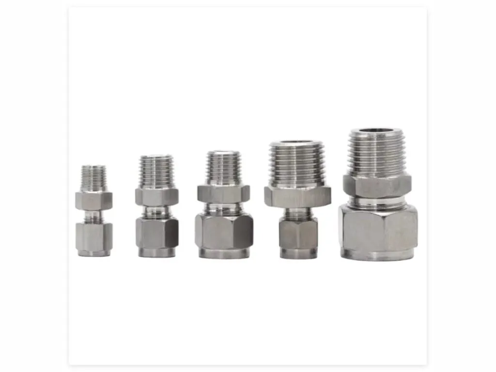Đầu nối khí nén inox 304, 316: Dãy năm đầu nối inox ren ngoài tăng dần kích cỡ