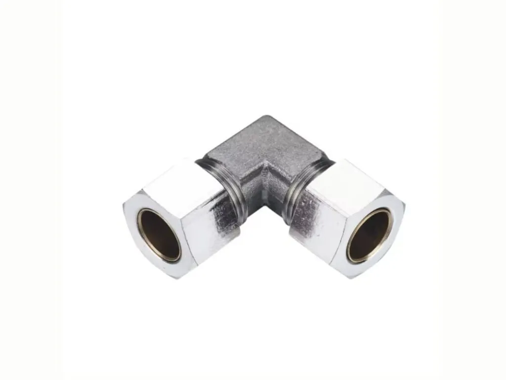 Đầu nối ống hơi bằng đồng: Co nối ống hơi đồng mạ niken kiểu vặn ren siết ống hai đầu