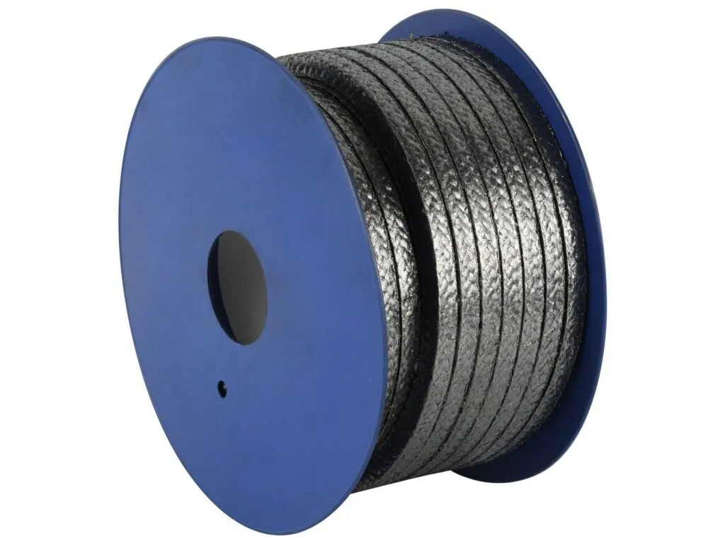 Dây tết chèn graphite: Ống cuộn xanh quấn dây tết chèn graphite xám bạc