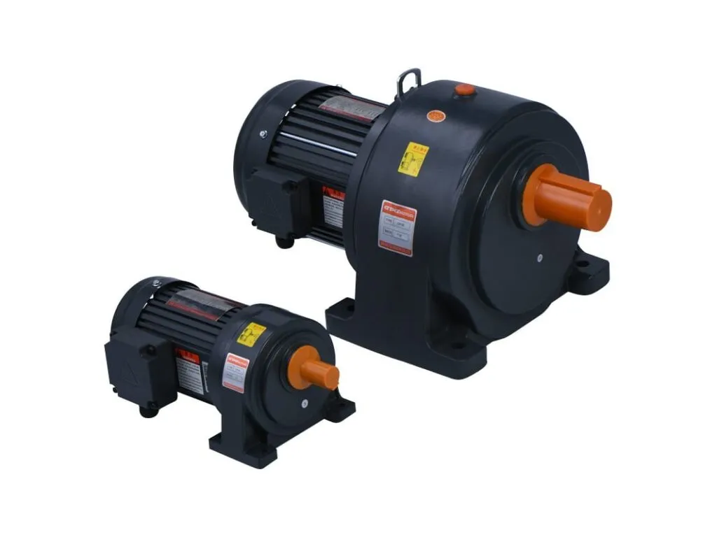 Động cơ giảm tốc: Hai motor giảm tốc trục thẳng đen cỡ lớn và cỡ nhỏ