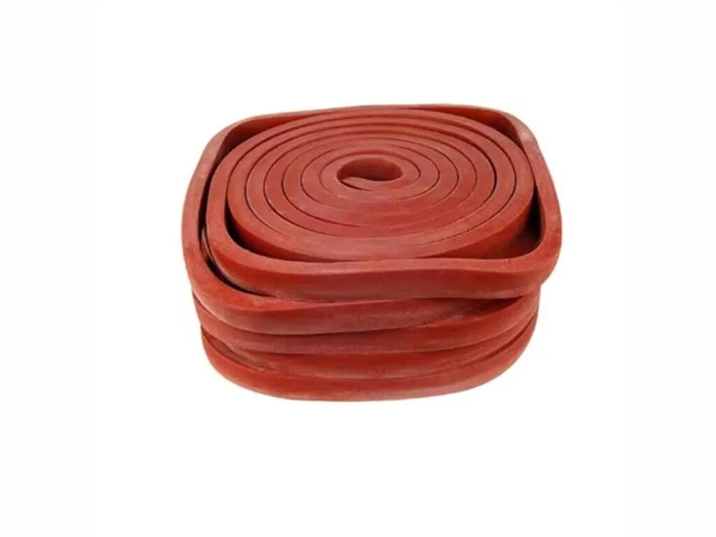 Gioăng cao su trương nở: Cuộn dây cao su trương nở màu đỏ xếp chồng