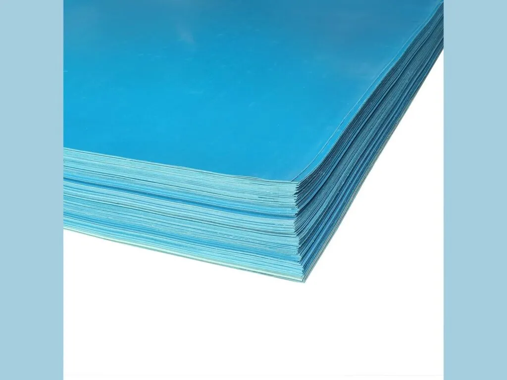 Gioăng không amiang sợi aramid: Chồng tấm gioăng xanh dương xếp thẳng mép tấm