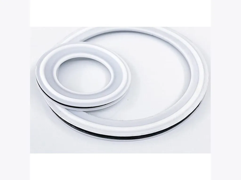 Gioăng teflon bọc: Chồng gioăng teflon bọc nhiều lớp thấy lõi đen giữa