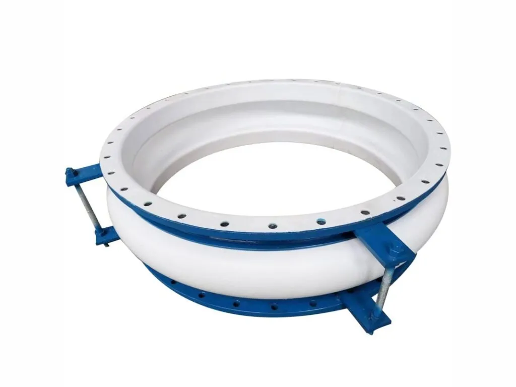 Khớp nối mềm PTFE: Khớp nối mềm PTFE mặt bích tròn đường kính lớn viền xanh