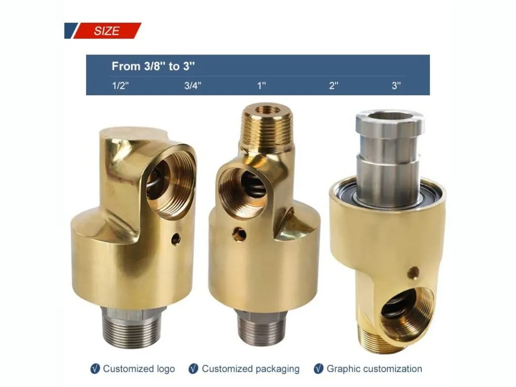 Khớp nối xoay nước, hơi: Khớp nối xoay đúc xám có tai treo, trục ren dài phía dưới