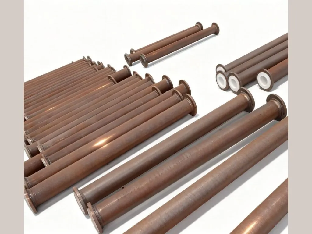 Lót teflon PTFE: Các đoạn ống thép lót PTFE dài, hai đầu mặt bích