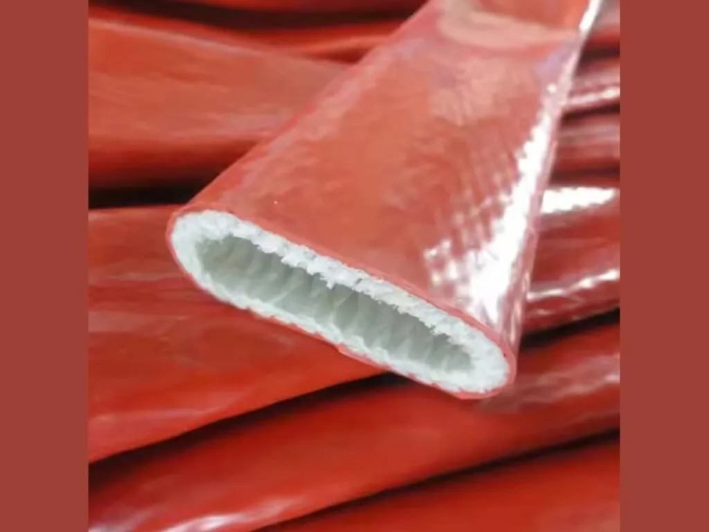 Ống bọc sợi thủy tinh phủ silicone: Ống bọc sợi thủy tinh phủ silicone đỏ, cận miệng ống