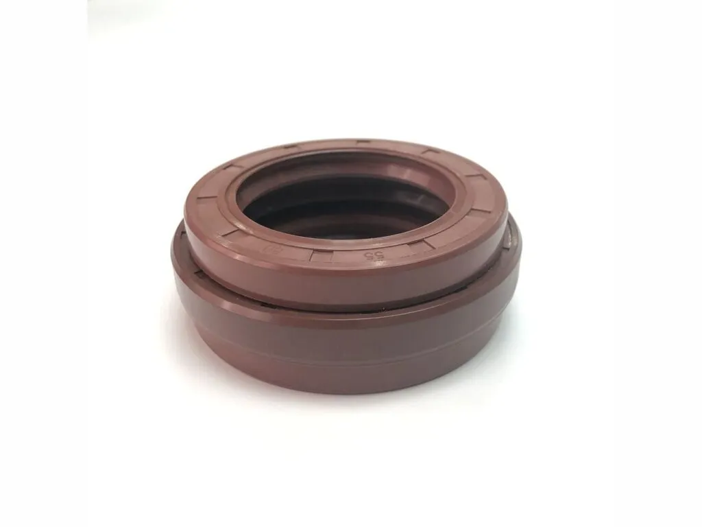Phớt chắn dầu Viton FKM chịu nhiệt: Hai phớt chắn dầu màu nâu xếp chồng, môi phớt kép