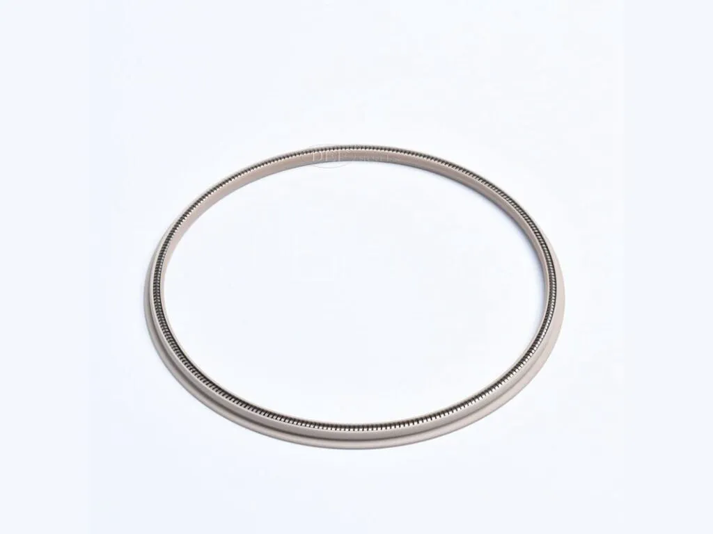 Phớt PTFE: Phớt vòng PTFE mảnh màu xám nhạt có lò xo bên trong