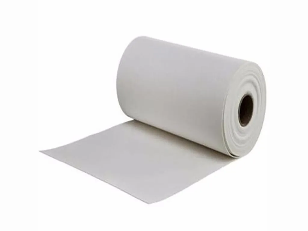 Tấm bông gốm cách nhiệt: Cuộn giấy gốm ceramic cách nhiệt màu xám trắng trải ra một phần