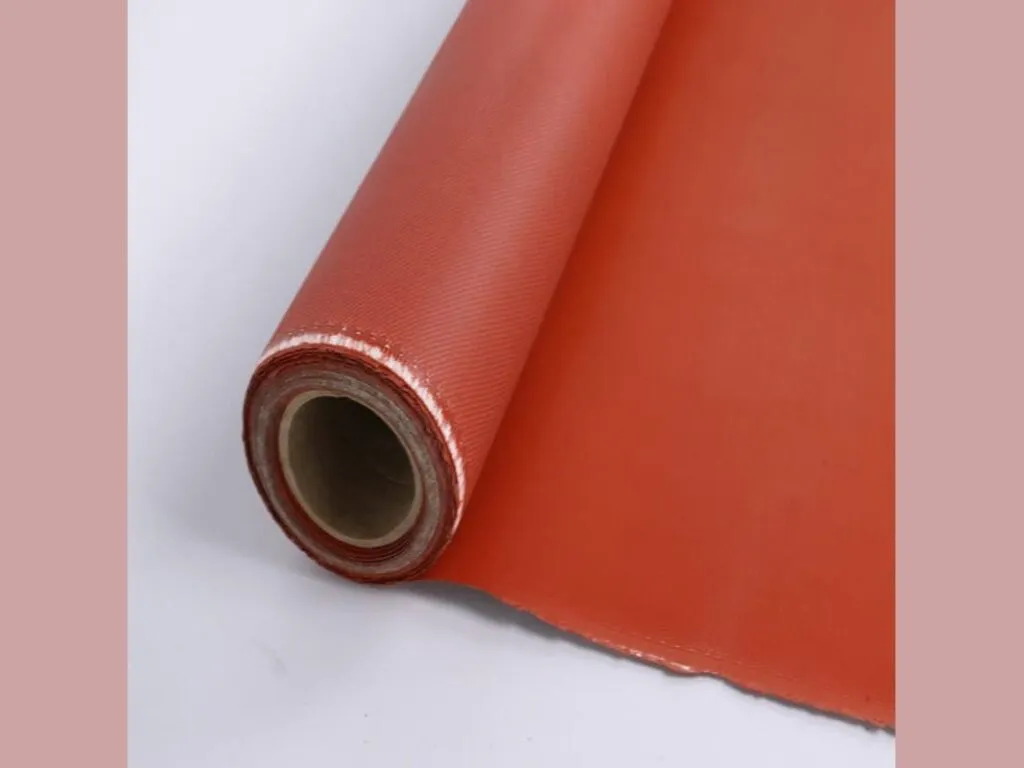 Vải phủ silicone chống cháy: Cuộn vải phủ silicone đỏ cam nhìn đầu cuộn