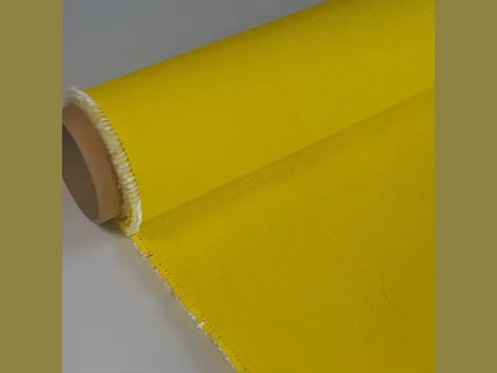 Vải phủ silicone chống cháy: Cuộn vải phủ silicone màu vàng lõi giấy
