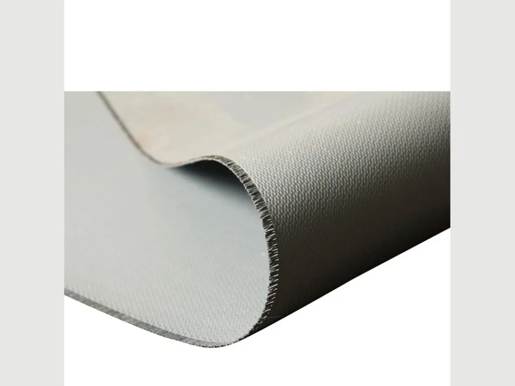 Vải phủ silicone chống cháy: Góc vải phủ silicone xám lật lên lộ mép dệt