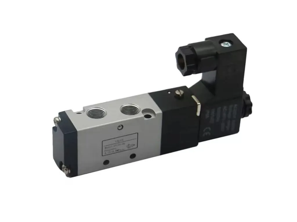 Van điện từ khí nén 4V, 3V, 2/2: Van điện từ khí nén thân nhôm, cuộn coil đen và giắc điện vuông