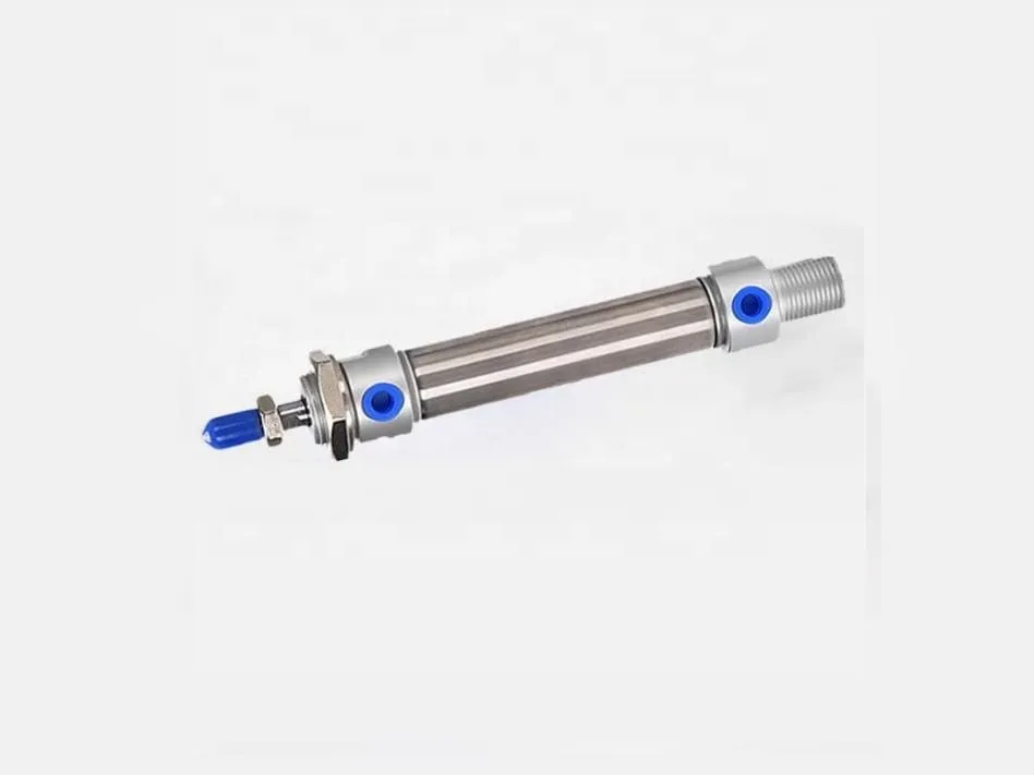 Xi lanh khí nén tròn MA, MAL: Xi lanh mini inox thân tròn nằm ngang có cổng khí xanh